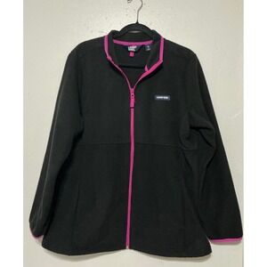 Lands End Womens Black Full Zip Fleece Jacket  Size XL Cozy Casual Lightweight